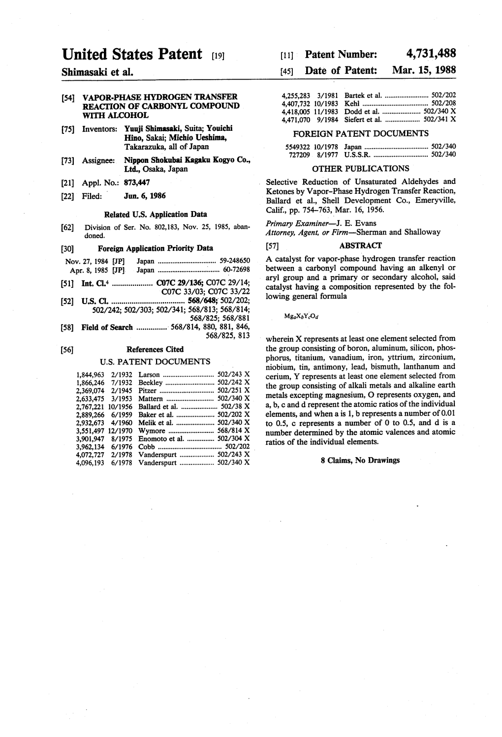 United States Patent (19) 4,731,488