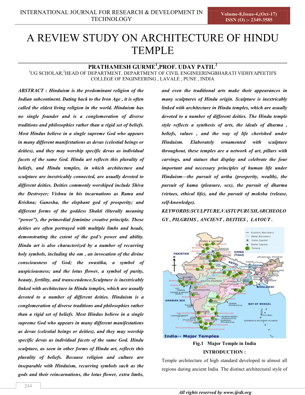 A Review Study on Architecture of Hindu Temple ______Prathamesh Gurme1,Prof