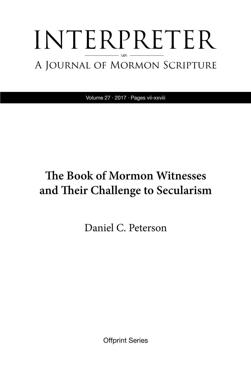 The Book of Mormon Witnesses and Their Challenge to Secularism