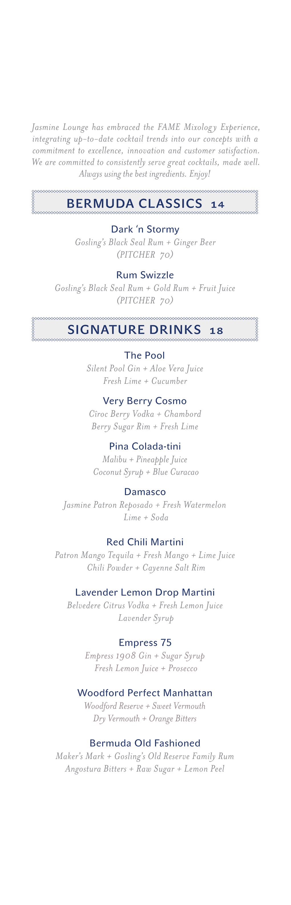 Bermuda Classics 14 Signature Drinks 18