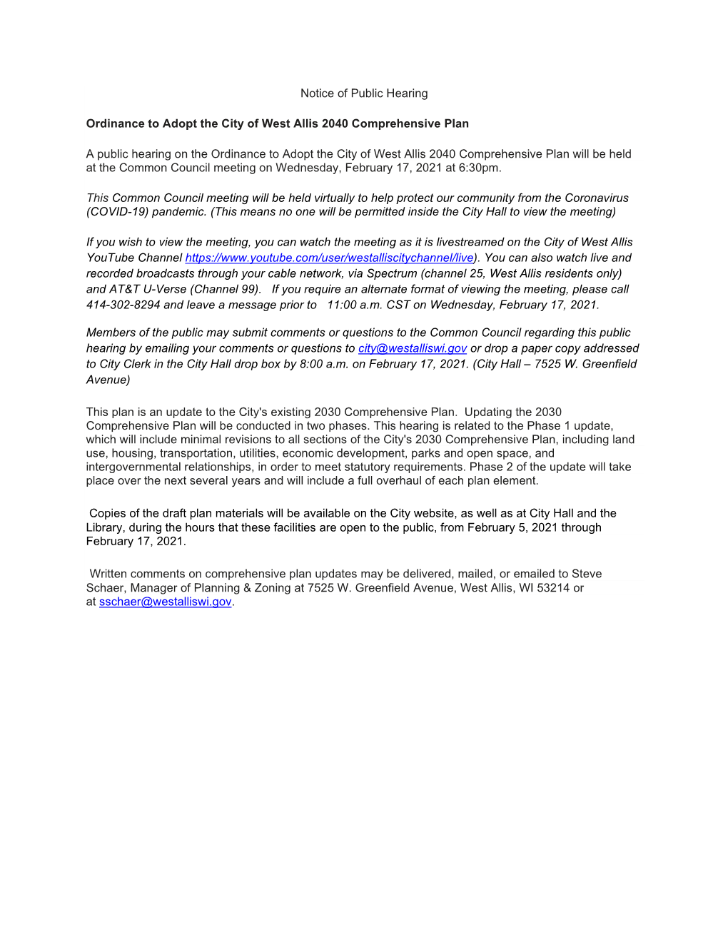 View Draft 2040 Comprehensive Plan Document