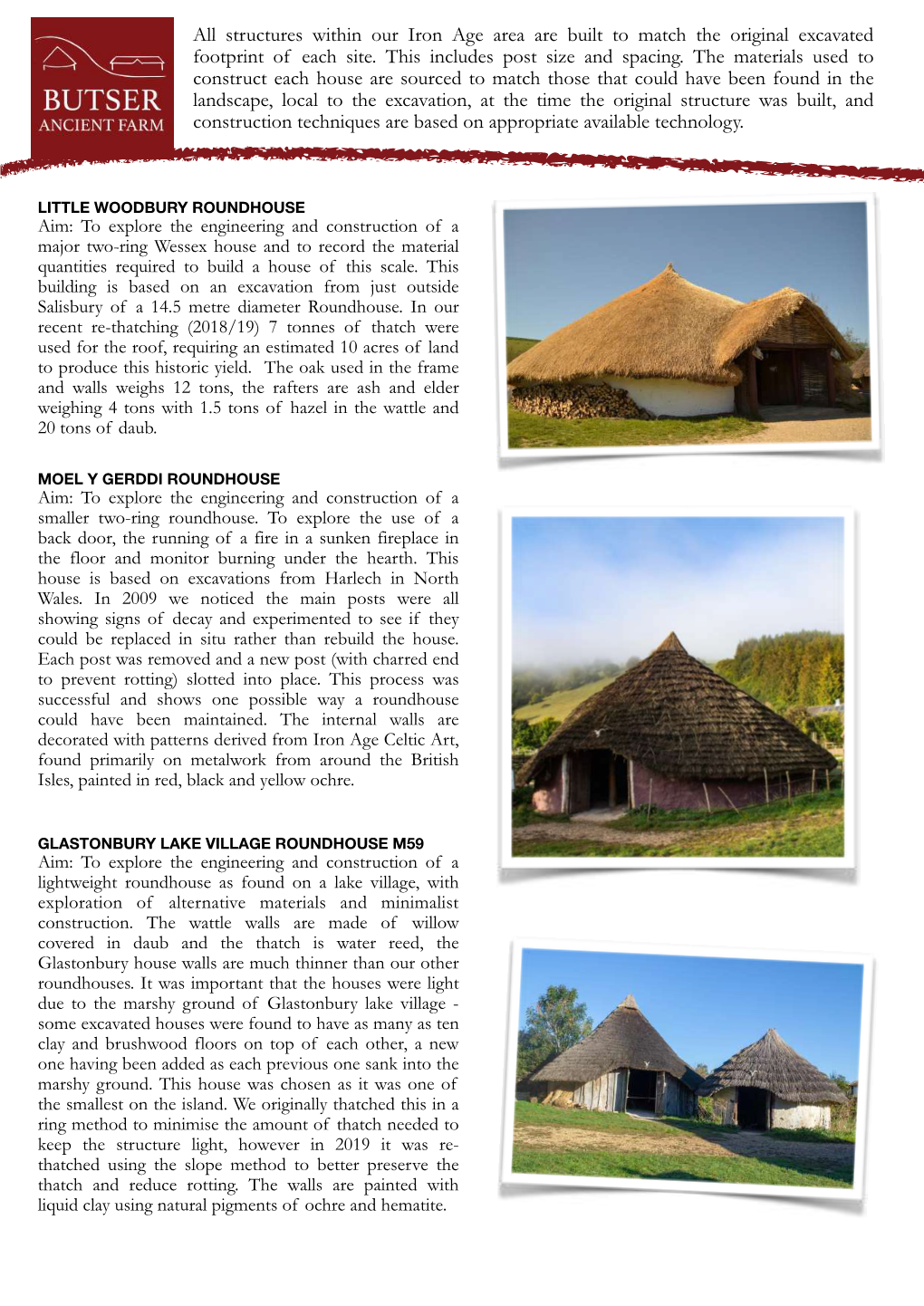 Structures Within Our Iron Age Area Are Built to Match the Original Excavated Footprint of Each Site