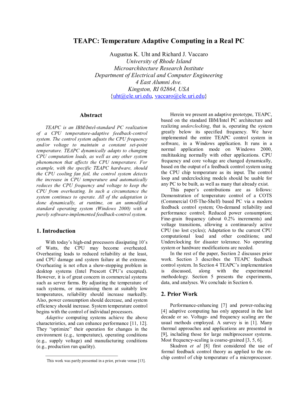 Temperature Adaptive Computing in a Real PC