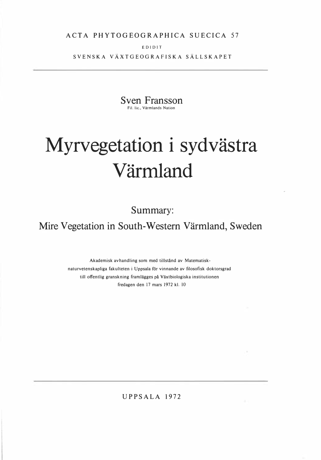 Myrvegetation I Sydvästra Värmland