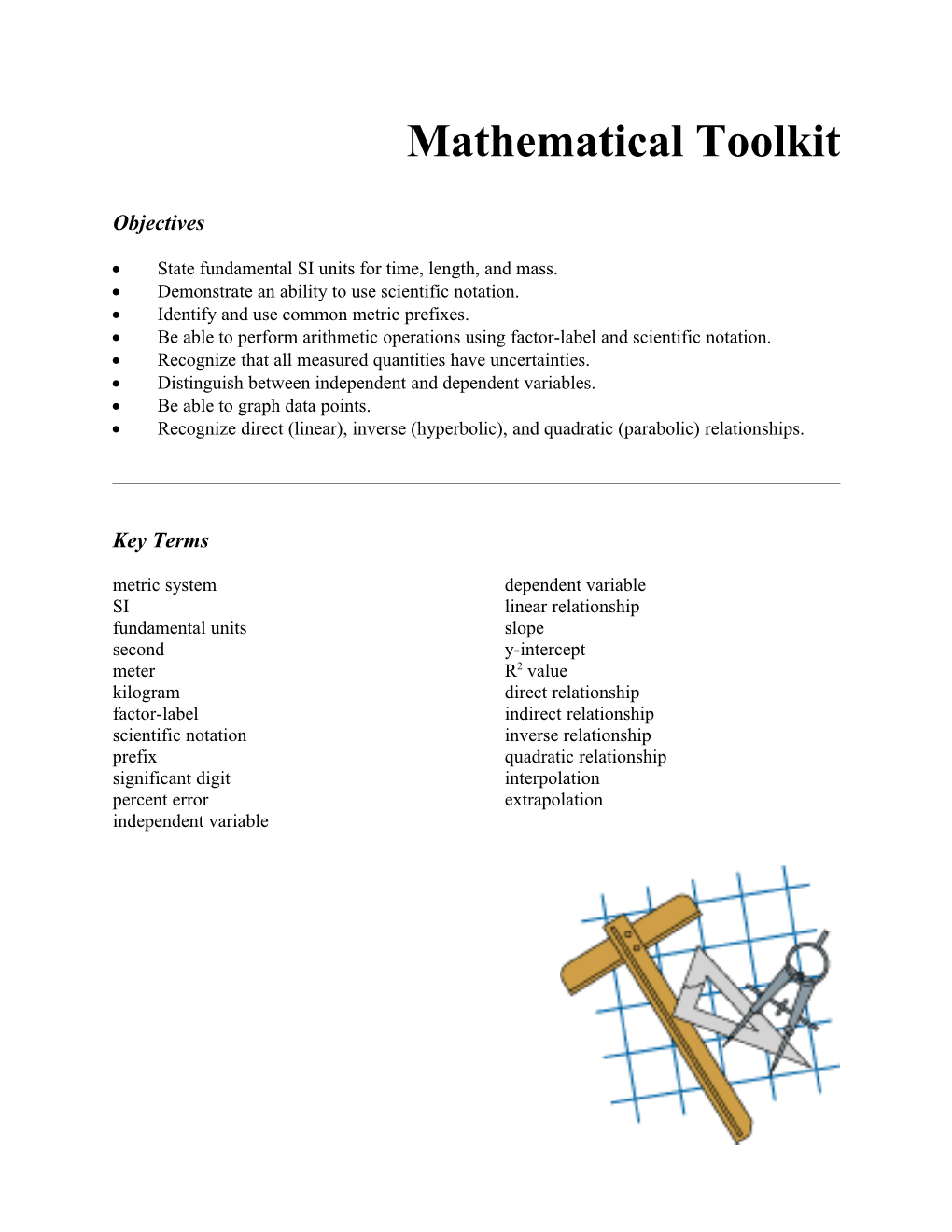 Mathematical Toolkit Lessons