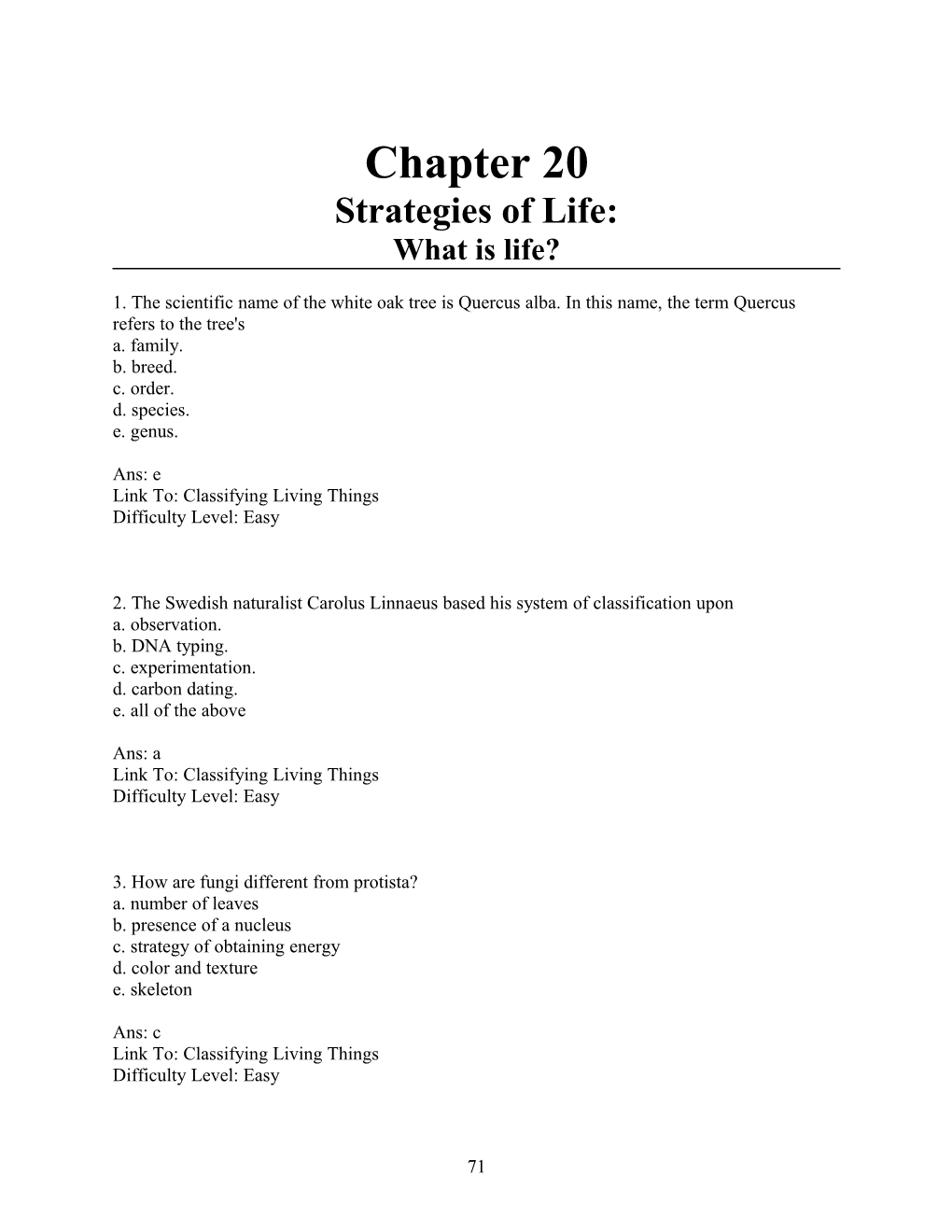 Chapter 20: Strategies Of Life