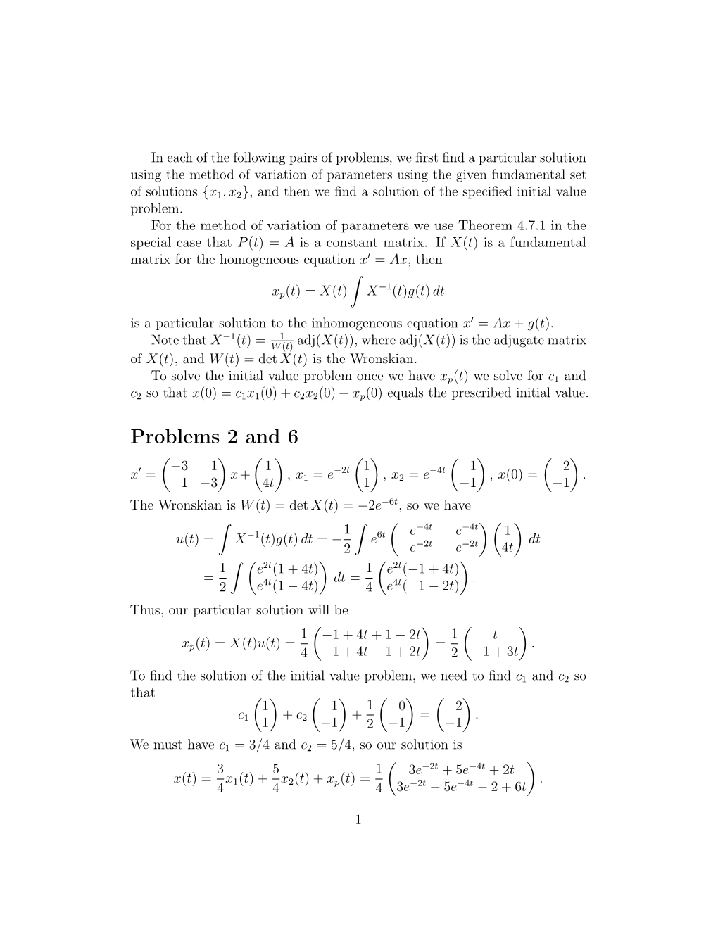 Systems of 2 Autonomous, Linear, Odes