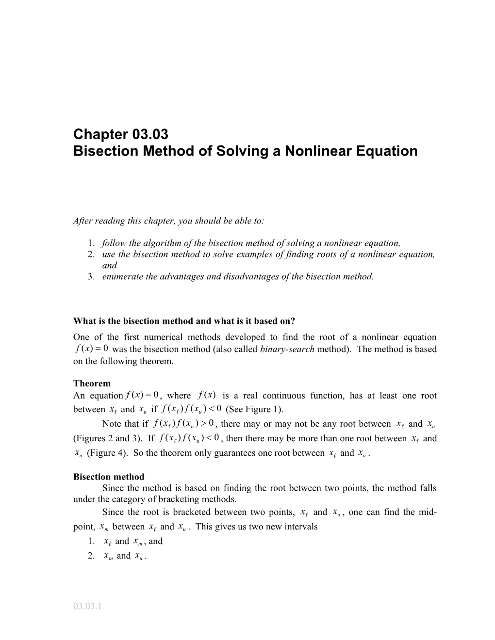 Bisection Method of Solving Nonlinear Equations: General Engineering