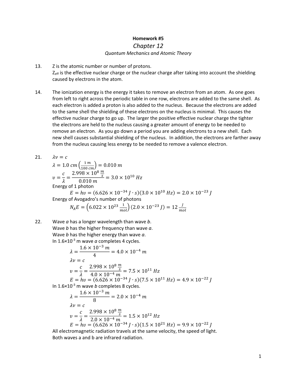 Chapter 12 Quantum Mechanics and Atomic Theory