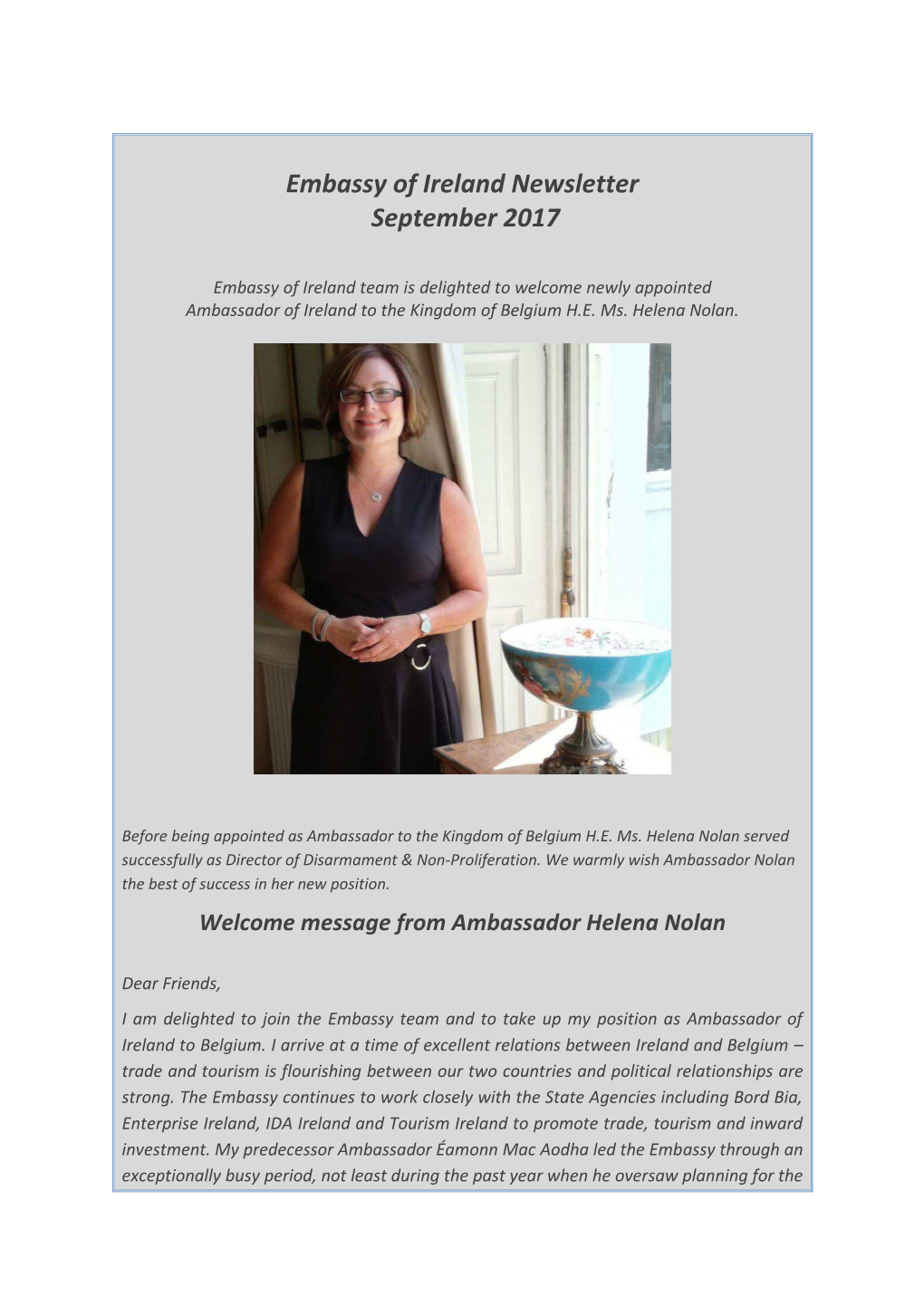 Embassy of Ireland Newsletter September 2017