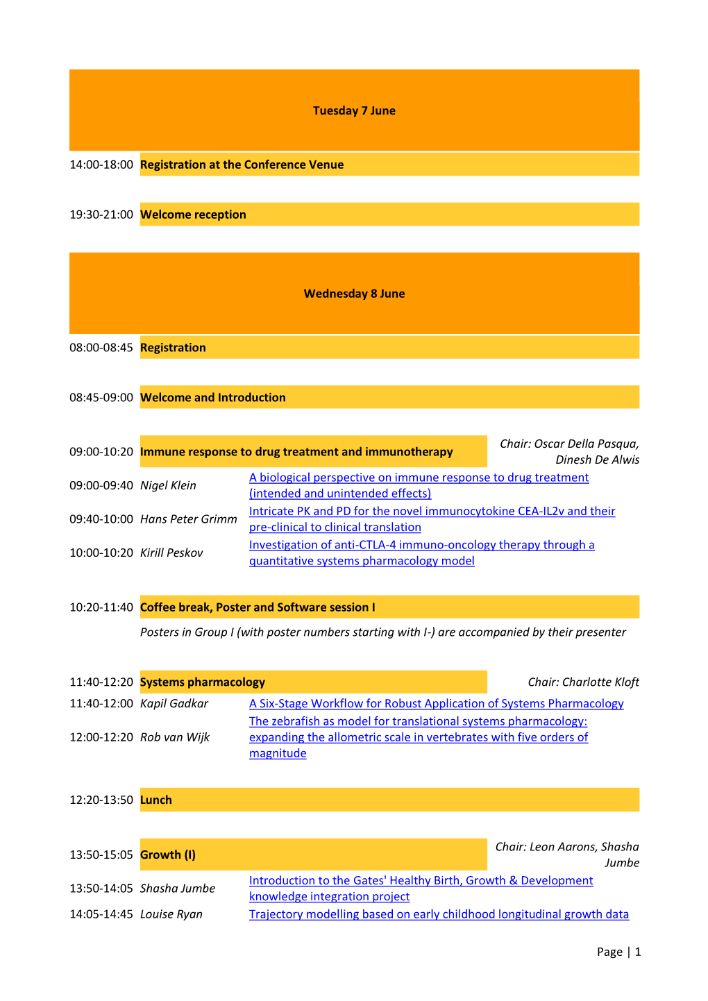 Page | 1 Tuesday 7 June 14:00-18:00 Registration at the Conference