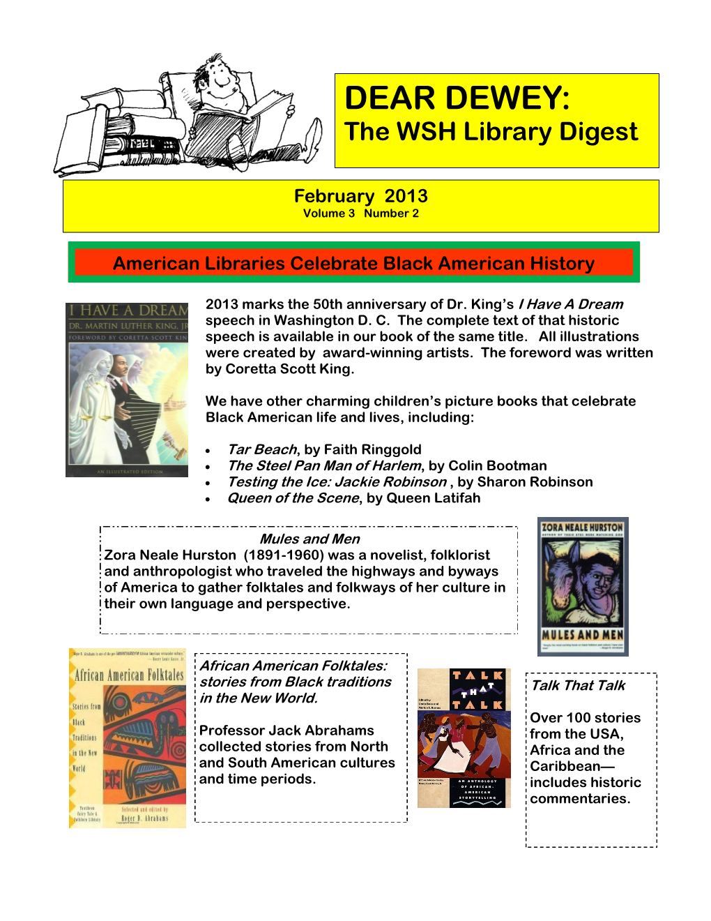 DEAR DEWEY: the WSH Library Digest