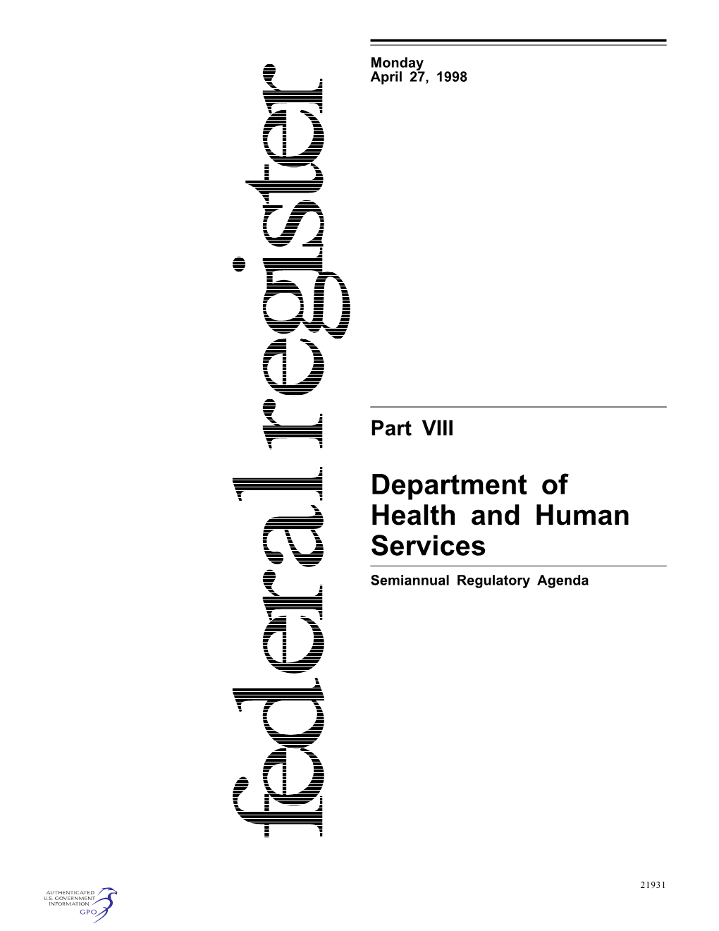 Department of Health and Human Services (Hhs)