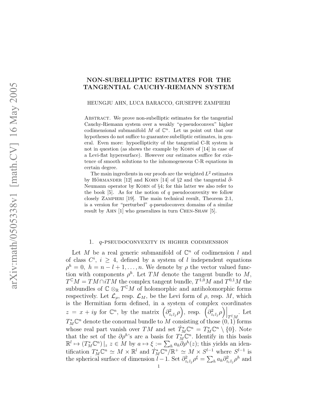 Arxiv:Math/0505338V1