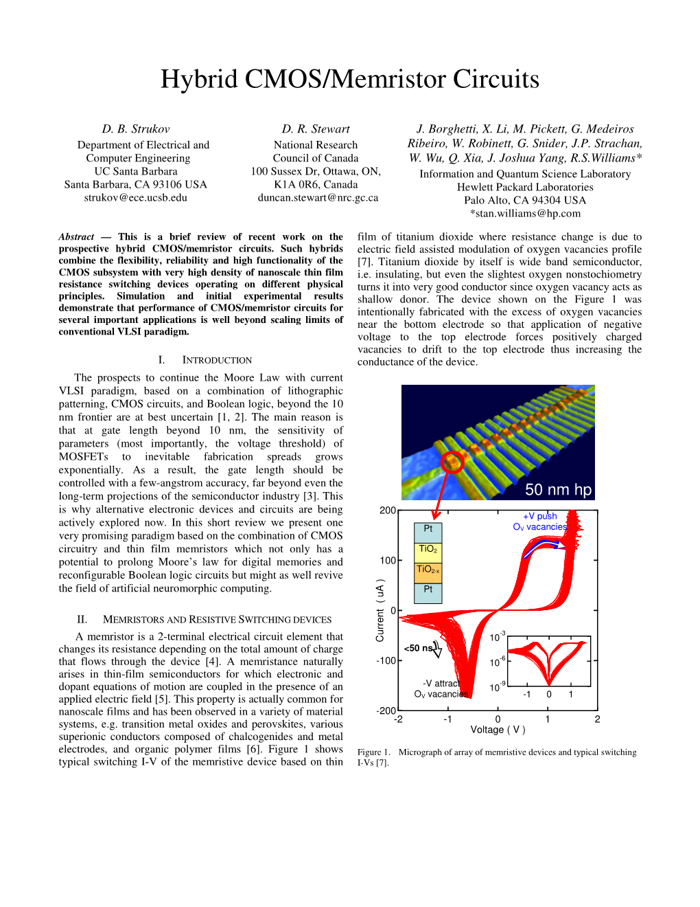 Hybrid CMOS/Memristor Circuits