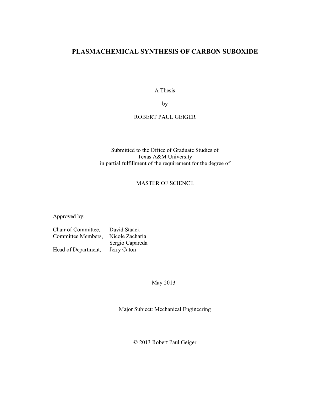 Plasmachemical Synthesis of Carbon Suboxide