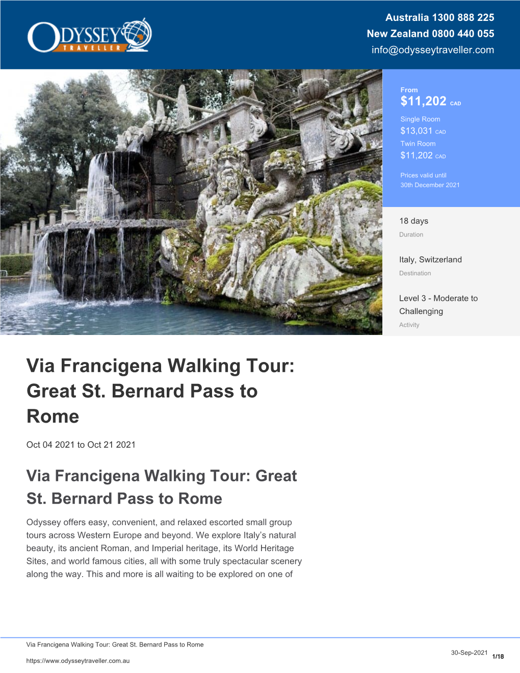 Via Francigena Pilgrim Walk | Package Tour for Seniors