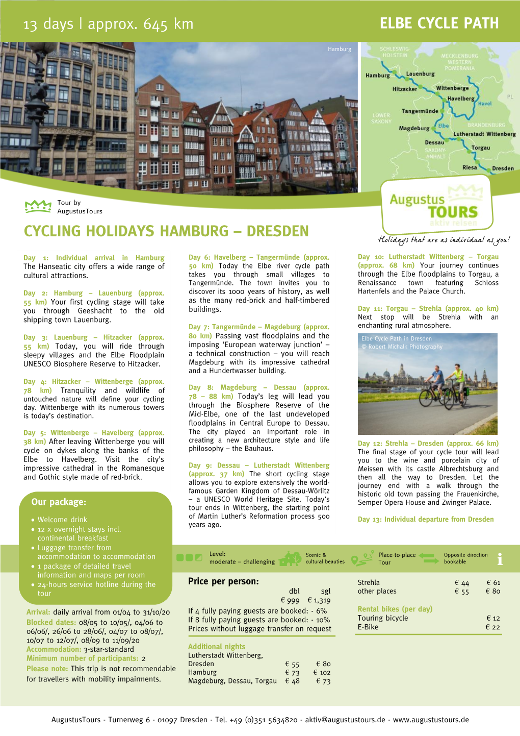 CYCLING HOLIDAYS HAMBURG – DRESDEN 13 Days | Approx. 645