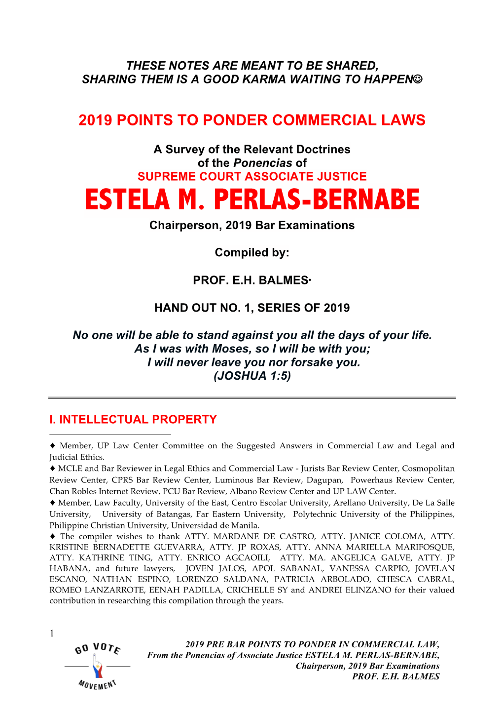 ESTELA M. PERLAS-BERNABE Chairperson, 2019 Bar Examinations