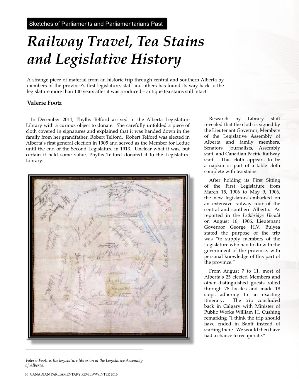 Railway Travel, Tea Stains and Legislative History