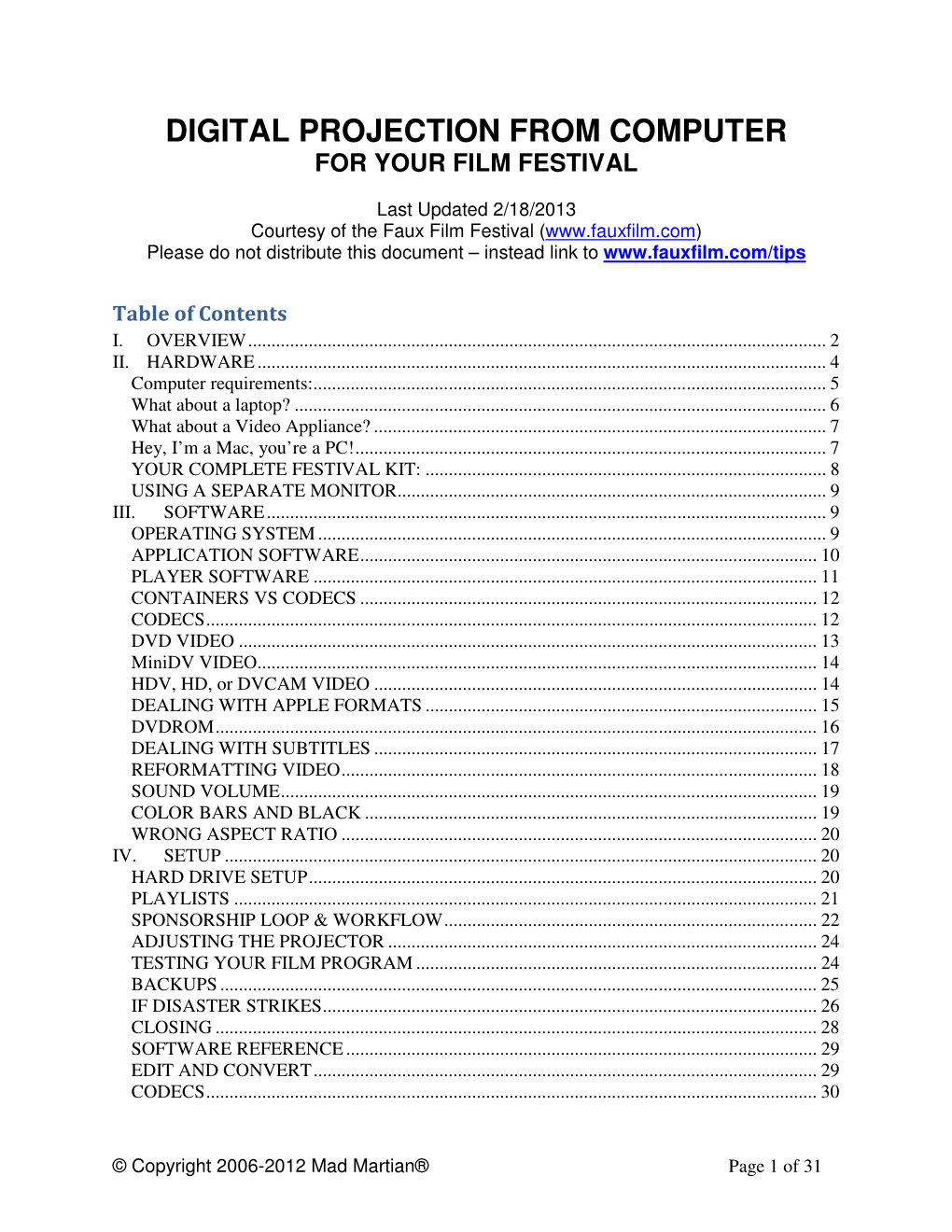 Digital Projection from Computer for Your Film Festival