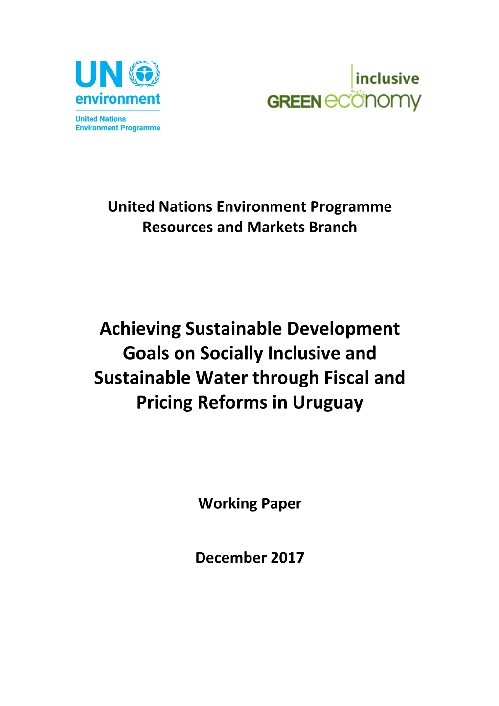 Achieving Sustainable Development Goals on Socially Inclusive and Sustainable Water Through Fiscal and Pricing Reforms in Uruguay