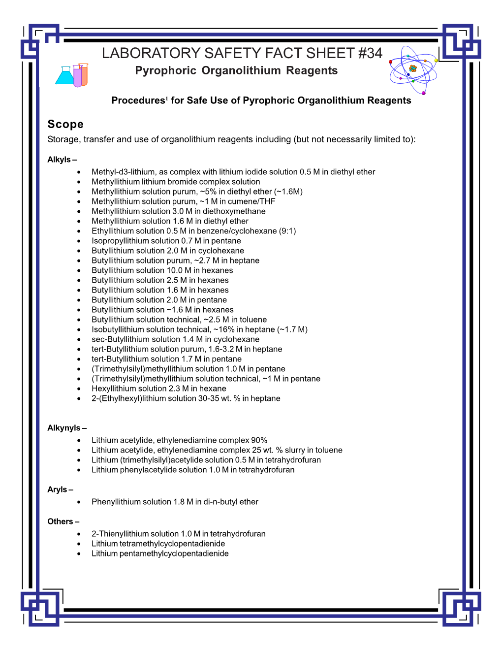 Pyrophoric Organolithium Reagents