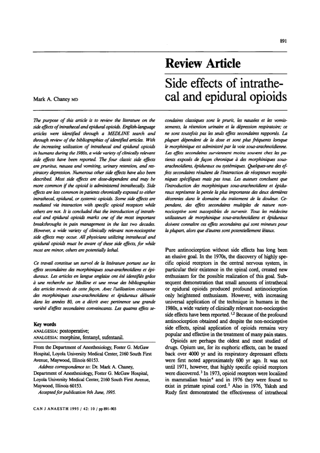 Side Effects of Intrathecal and Epidural Opioids