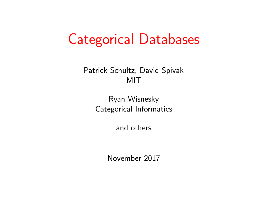 Categorical Databases