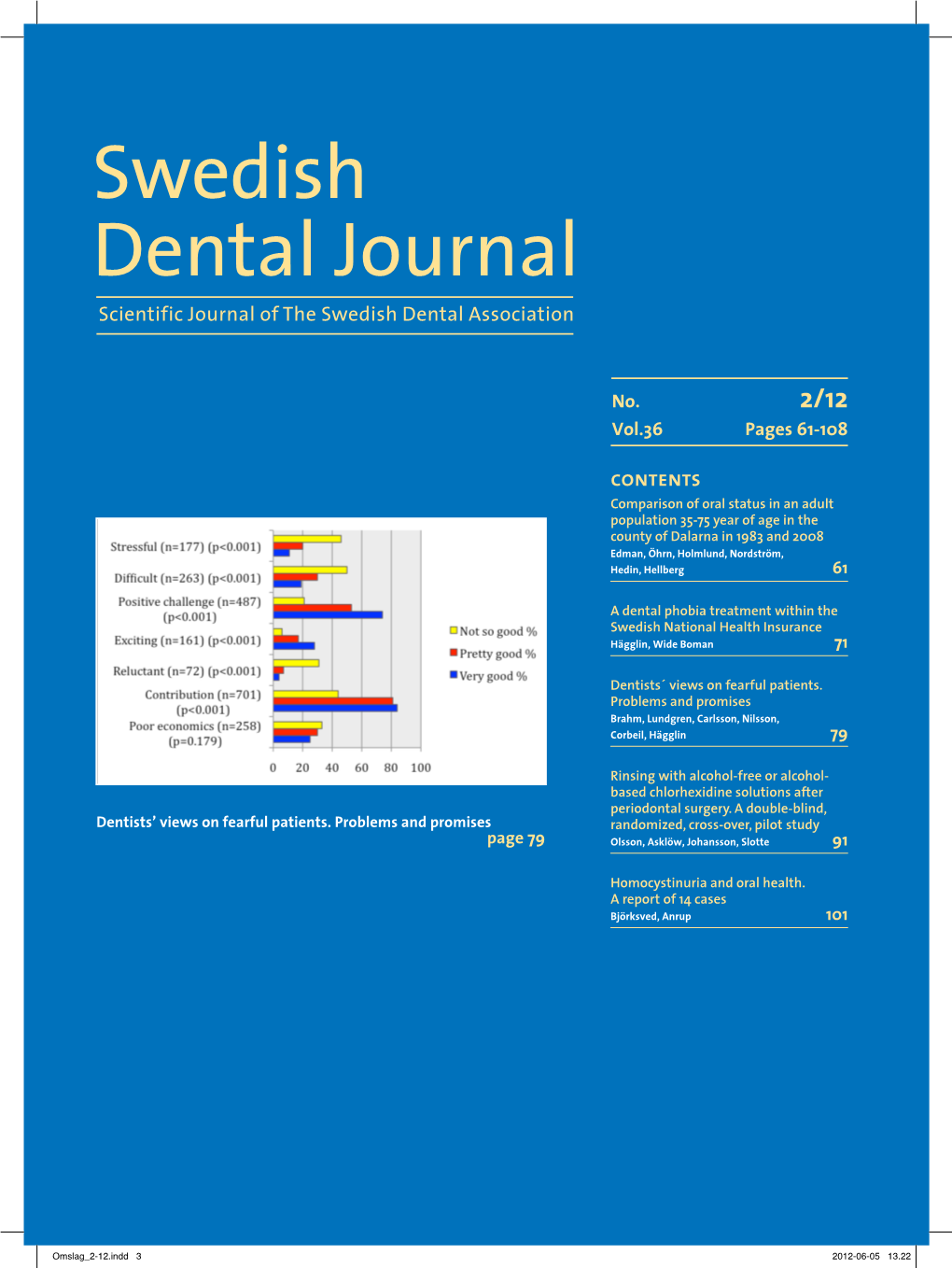 Swedish Dental Journal Scientific Journal of the Swedish Dental Association