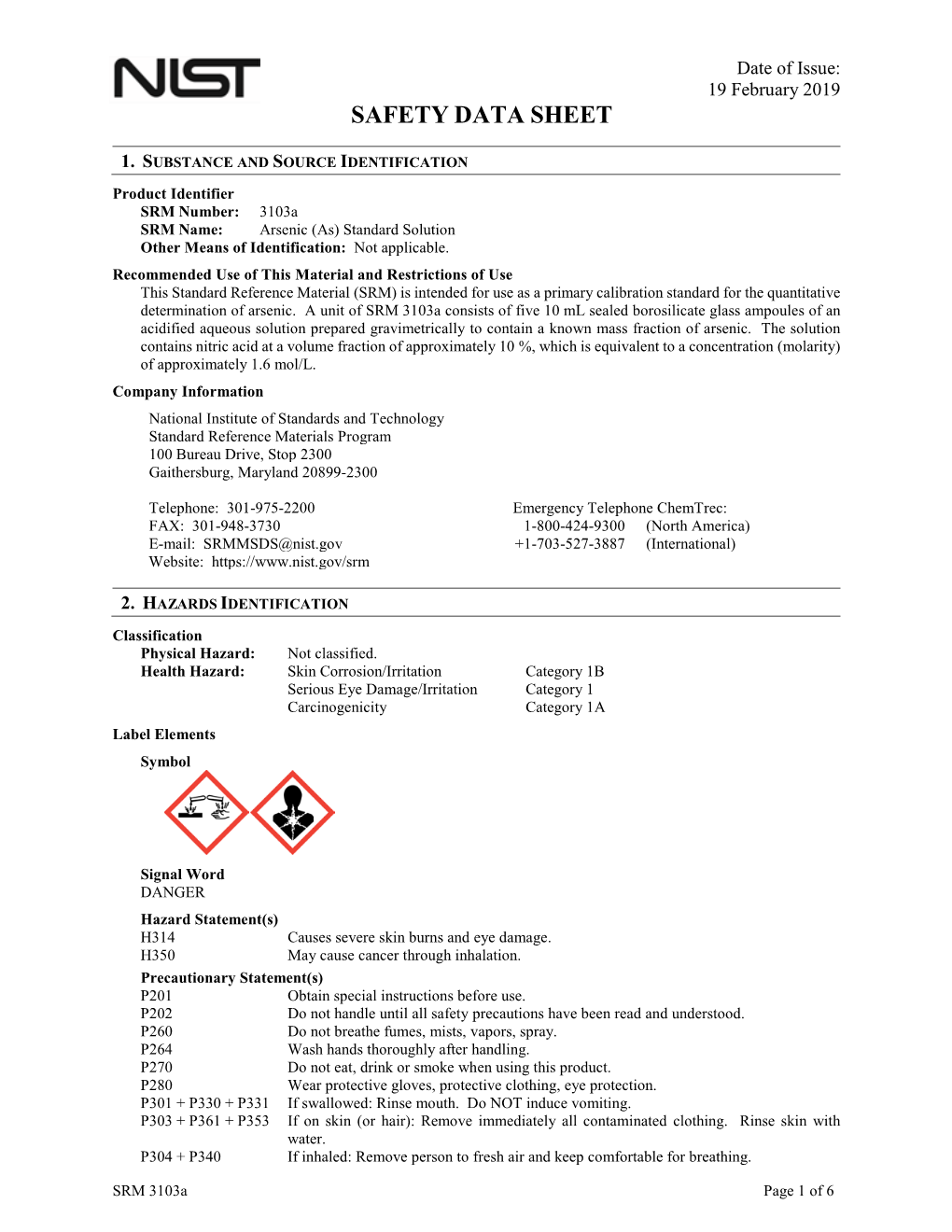 Material Safety Data Sheet (MSDS)