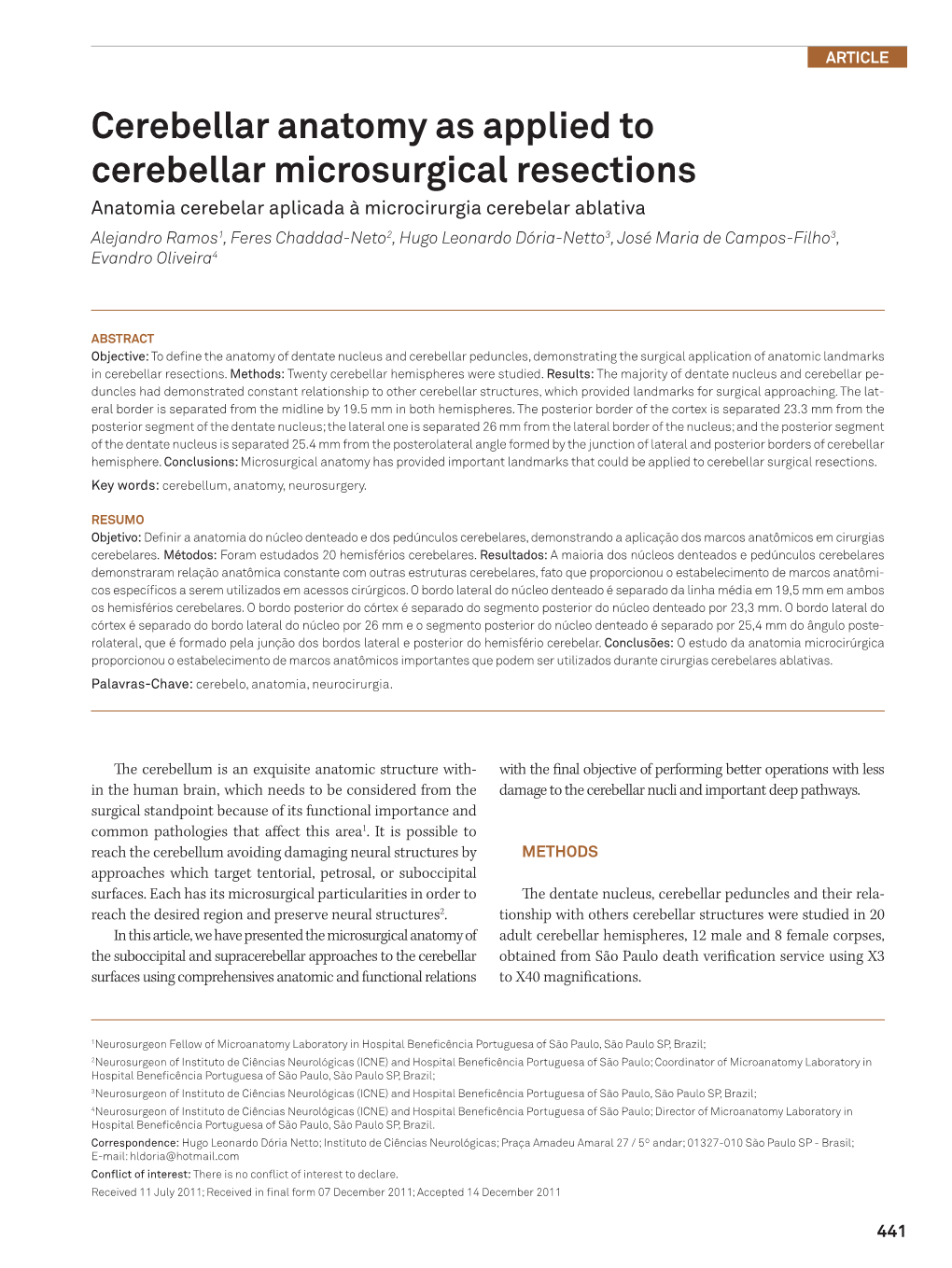 Cerebellar Anatomy As Applied to Cerebellar Microsurgical Resections