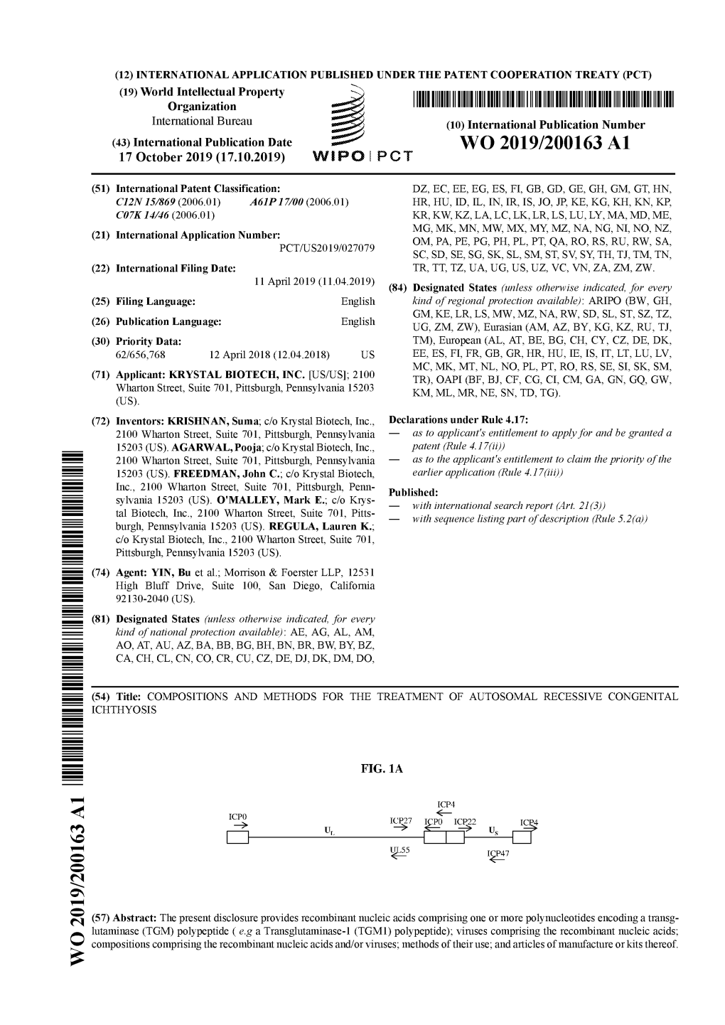 W O 2019/200163 Al 17 October 2019 (17.10.2019) W IPO I PCT