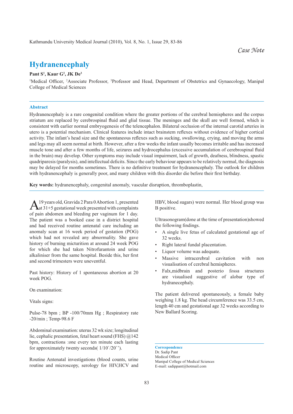 Hydranencephaly