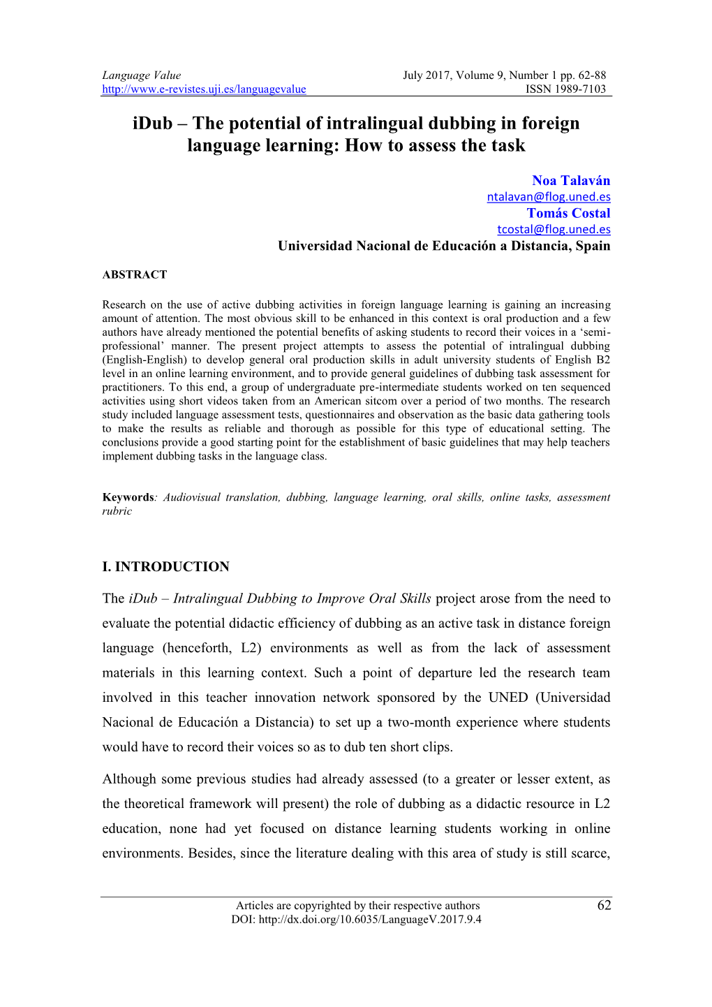 Idub – the Potential of Intralingual Dubbing in Foreign Language Learning: How to Assess the Task