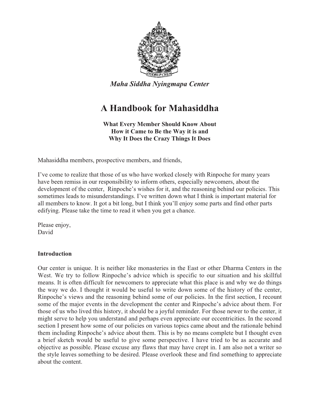 Mahasiddha Handbook