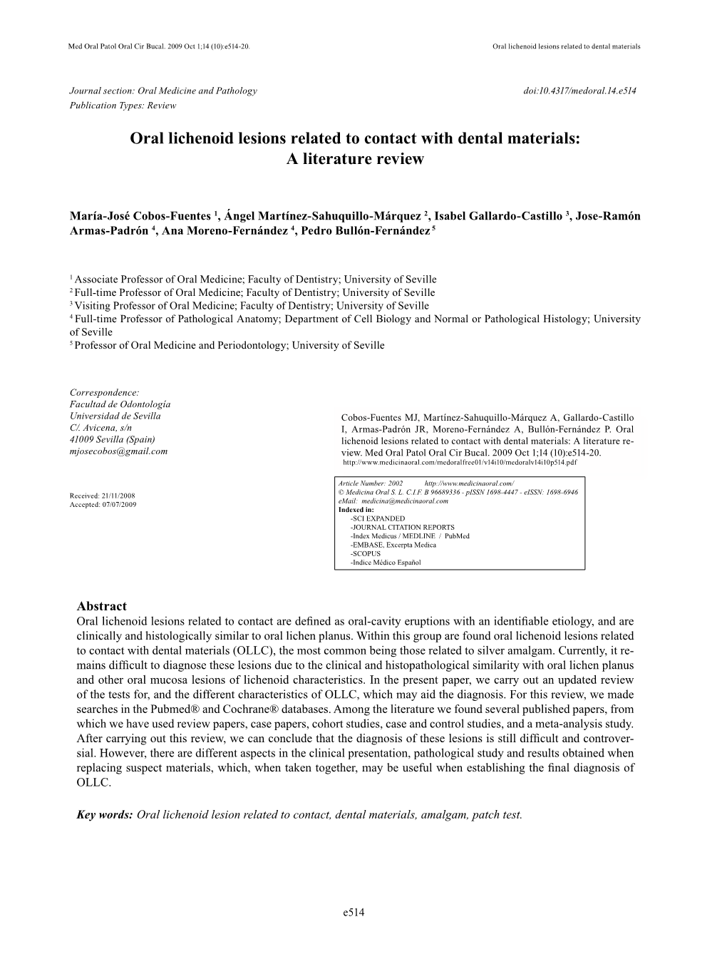 Oral Lichenoid Lesions Related to Contact with Dental Materials: a Literature Review