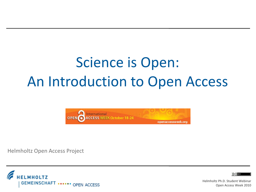An Introduction to Open Access