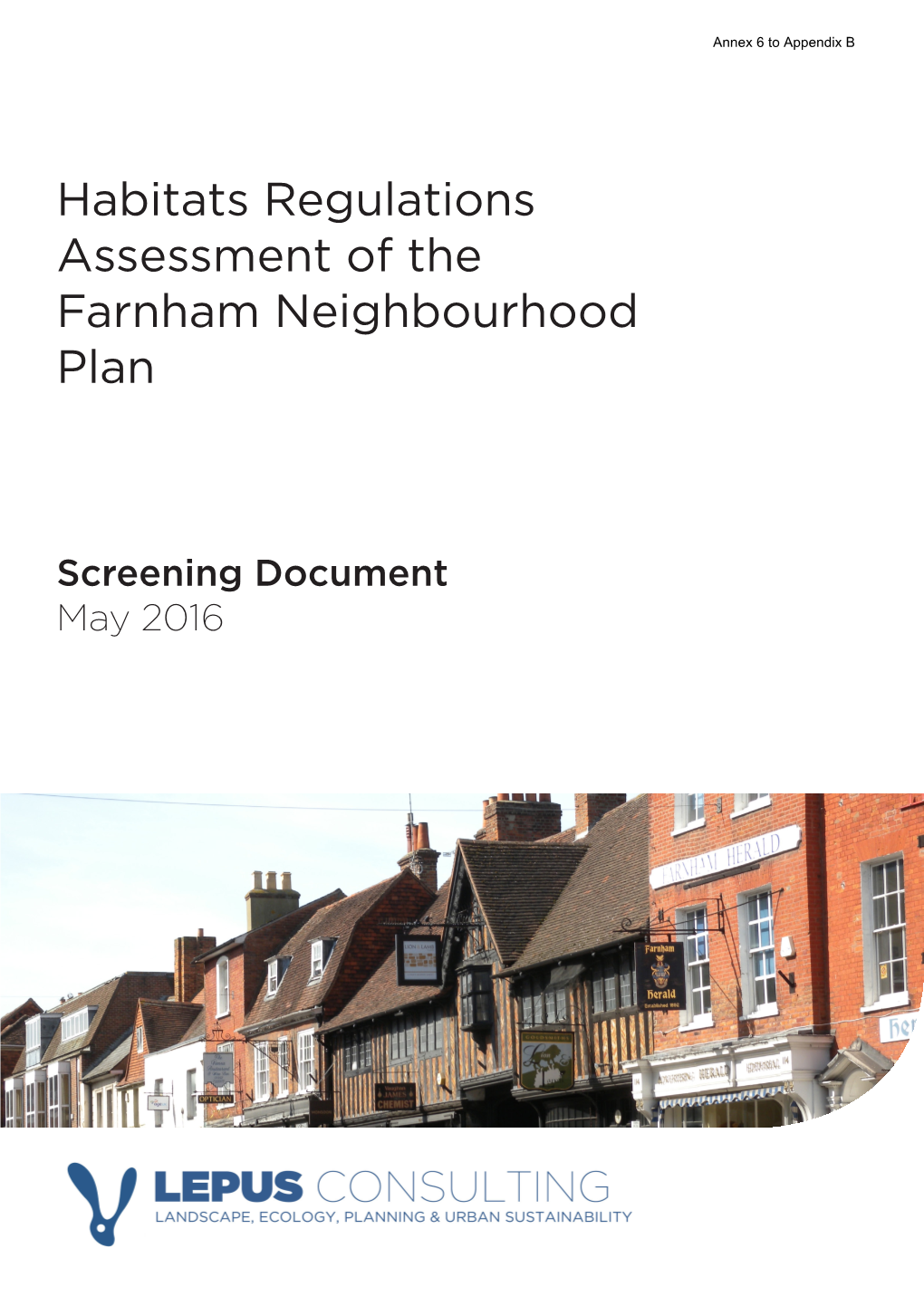 Habitats Regulations Assessment of the Farnham Neighbourhood Plan