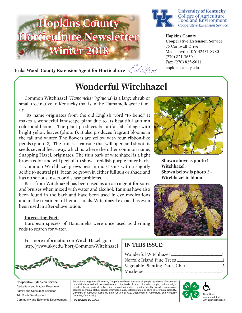 Hopkins County Horticulture Newsletter Winter 2018