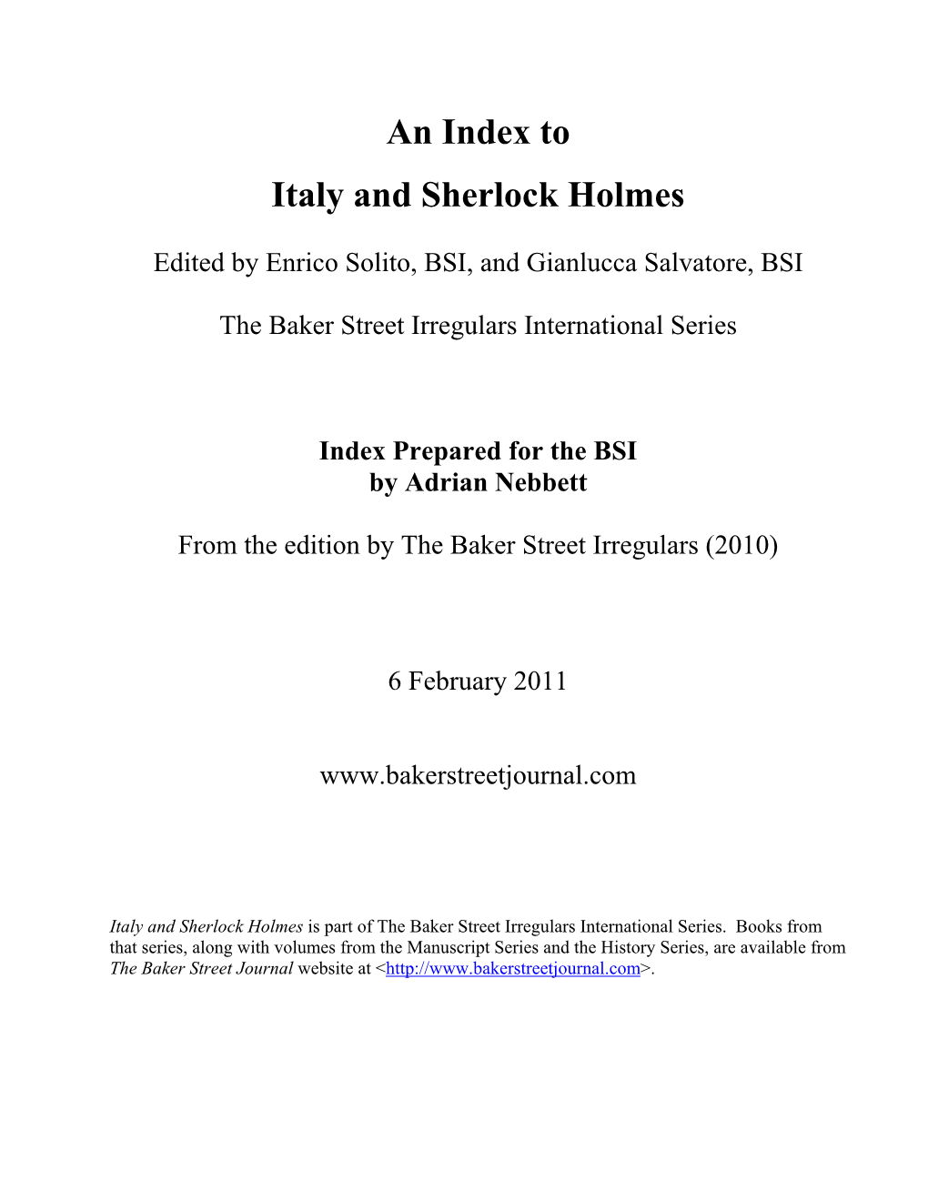 Italy and Sherlock Holmes