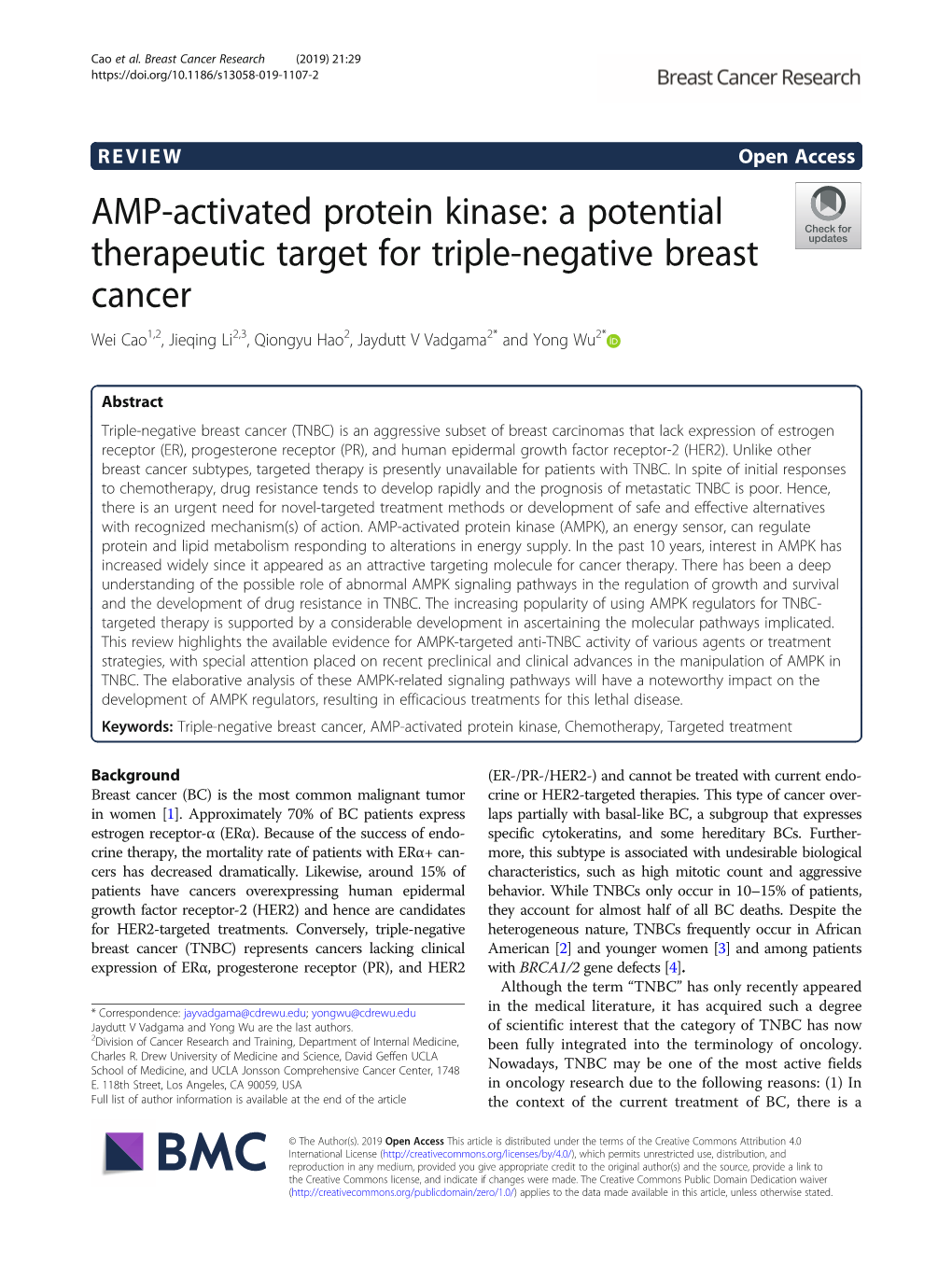 AMP-Activated Protein Kinase: a Potential Therapeutic Target for Triple