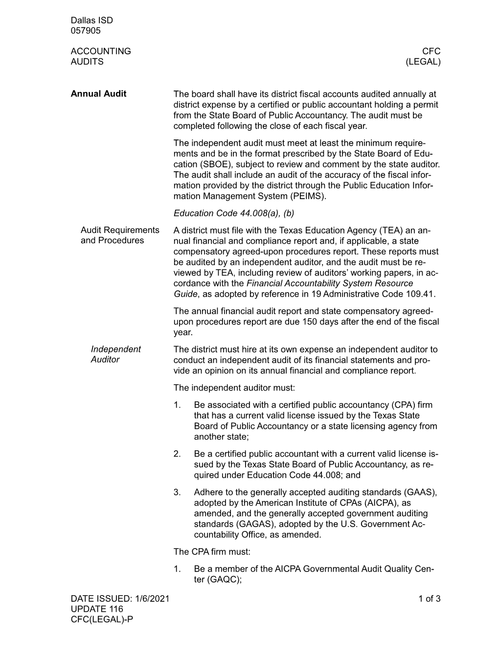 Accounting Cfc Audits (Legal)