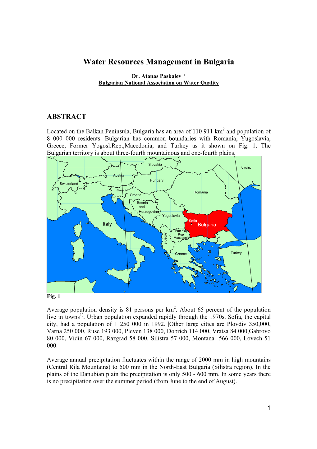 Water Resources Management in Bulgaria