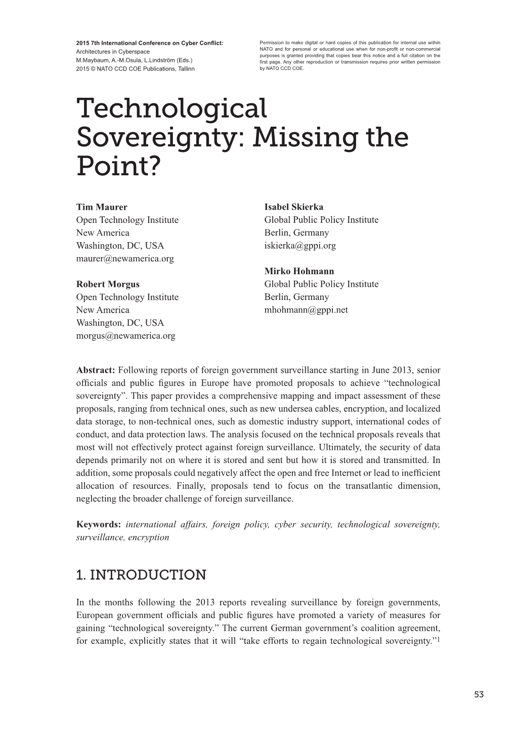 Technological Sovereignty: Missing the Point?