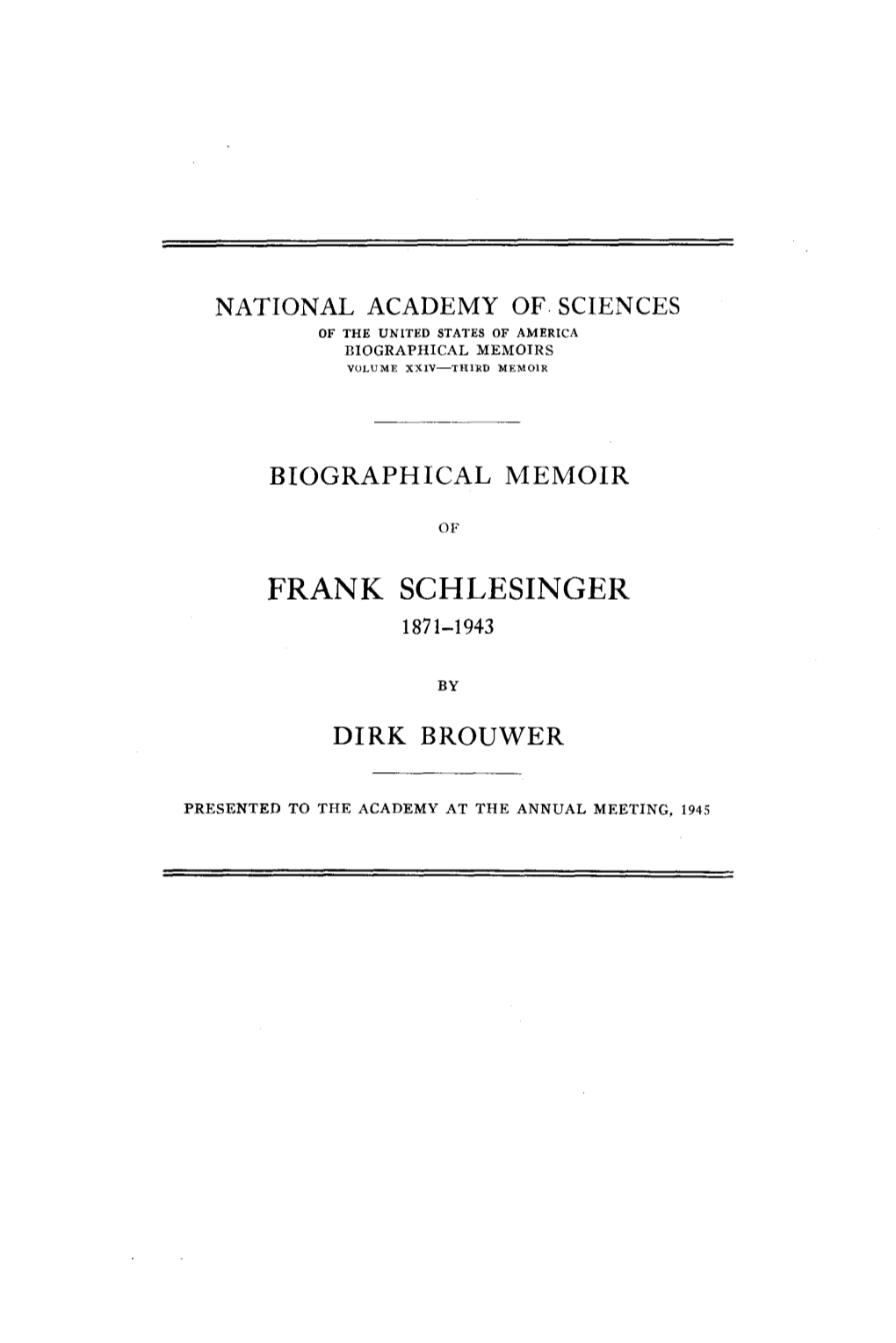 Frank Schlesinger 1871-1943