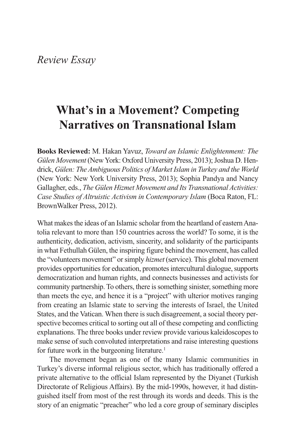 Competing Narratives on Transnational Islam