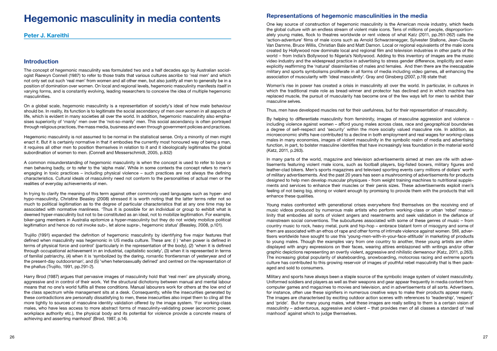 Hegemonic Masculinity in Media Contents