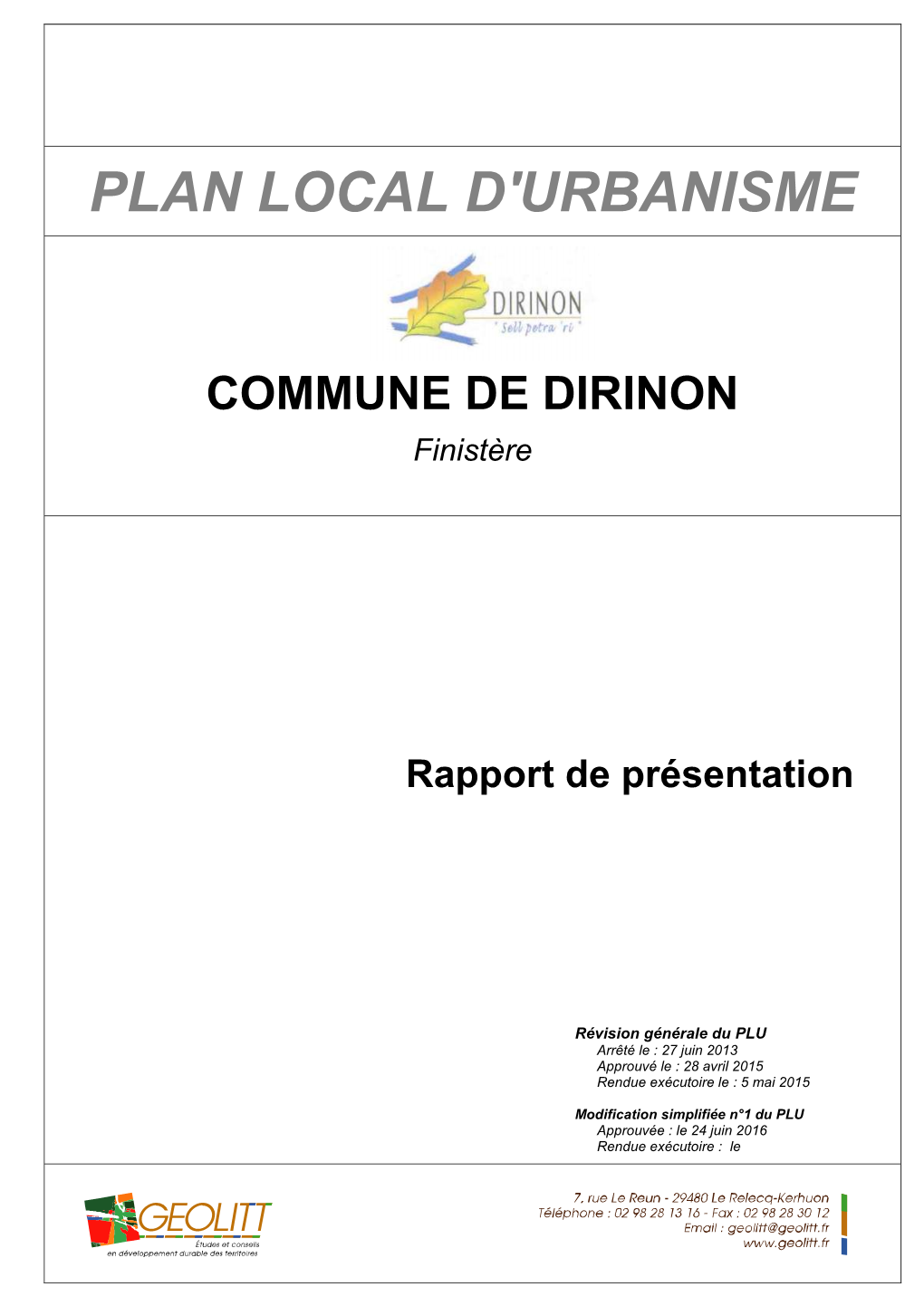 Rapport De Présentation 20160610