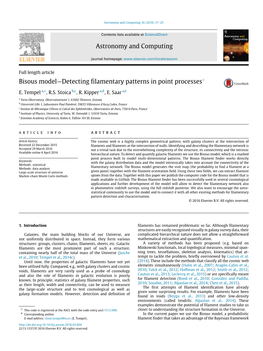 Bisous Model￢ﾀﾔdetecting Filamentary Patterns in Point Processes